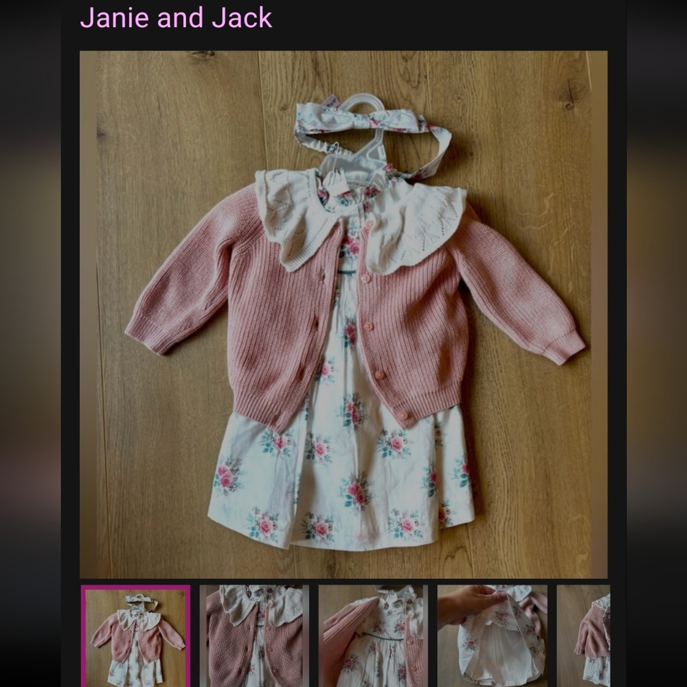 NWT Janie and Jack Floral Dress Set Brand New With Tags Baby Girl